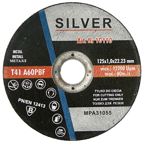 metal cutting wheel 125x1,0x22,2 SILVER Diametr 125 mm 331011