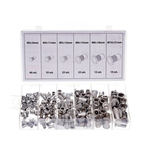 Set of aluminum threaded rivets 150pcs. SILVER Items quantity 150 pcs 331361