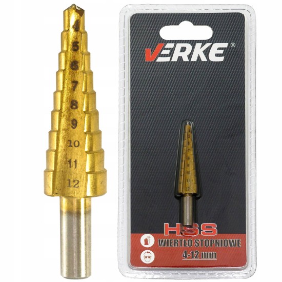 Step drill bit 4.0-12.0 mm, VERKE Diametr 4-12 mm 380013