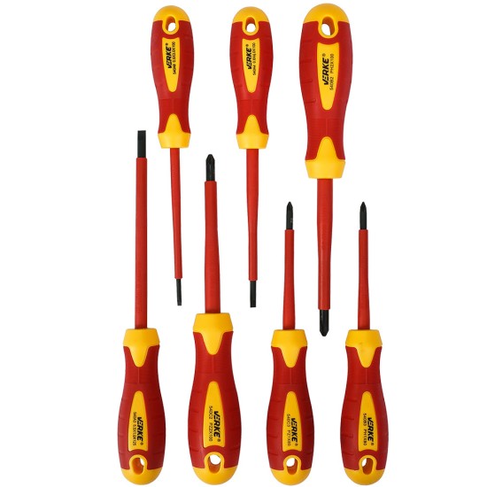 Screwdriver set 7 pcs, insulated, 1000V S2, VERKE PREMIUM LINE Items quantity 7 pcs 380107