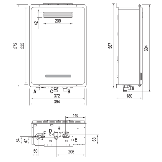 Wall-mounted gas water heater for outdoor installation without chimneys EXTERNO 22 NG